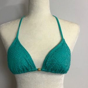 Reef turquoise crochet string bikini top. Sz M